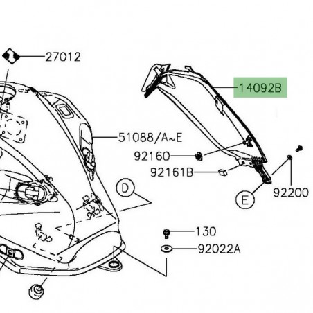 Cache latéral droit sous réservoir Kawasaki Z800 (2013-2016) | Moto Shop 35