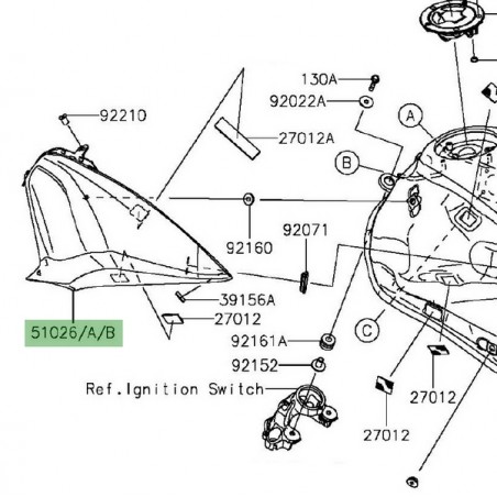 Coque de réservoir gauche Kawasaki Z800 (2013-2016) | Moto Shop 35