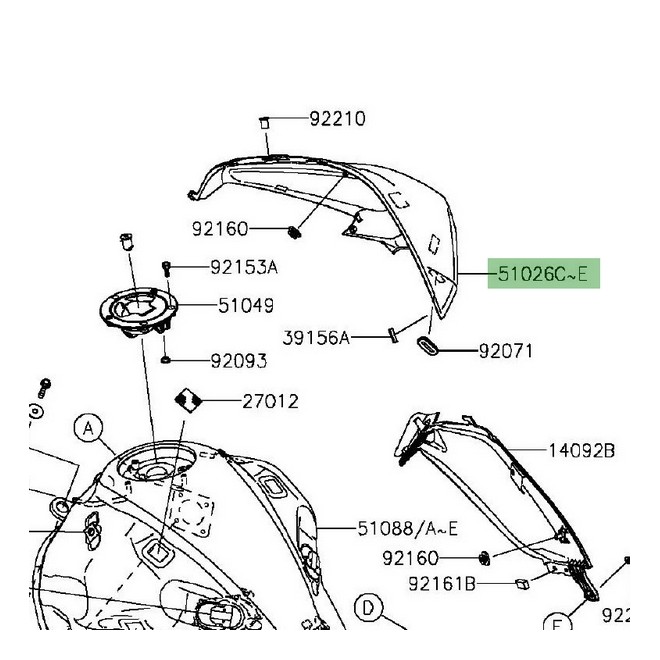 Coque de réservoir droit Kawasaki Z800 (2013-2016) | Moto Shop 35