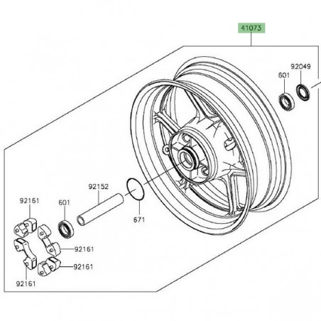 Jante arrière Kawasaki Z800 (2013-2016) | Réf. 410730593QT
