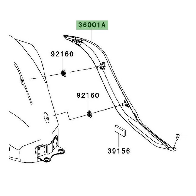 Cache latéral droit sous réservoir Kawasaki Er-6n (2009-2011) | Réf. 360010144