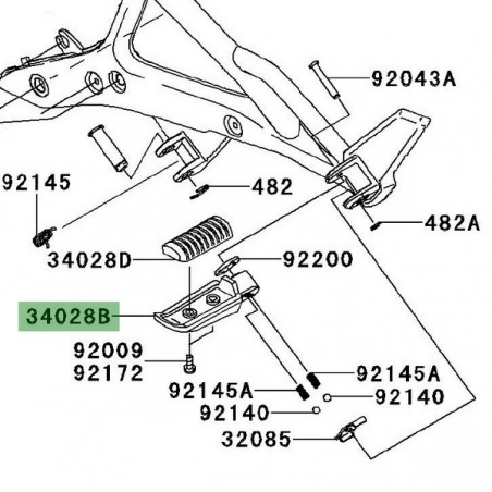 Repose-pieds arrière gauche Kawasaki Er-6n (2009-2011) | Réf. 340280314
