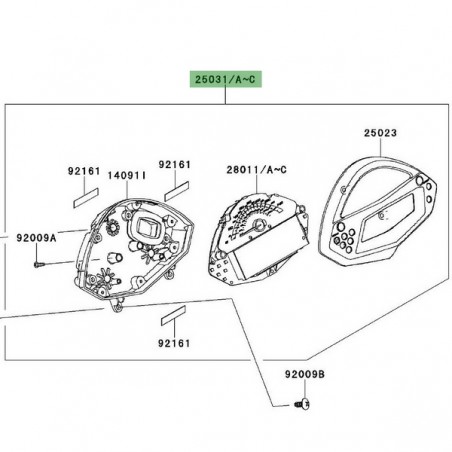 Ensemble compteur Kawasaki Er-6n (2009-2011), sans ABS | Moto Shop 35