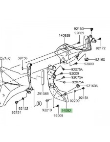 Cache latéral de radiateur gauche Kawasaki Z800 (2013-2016) | Réf. 140920965