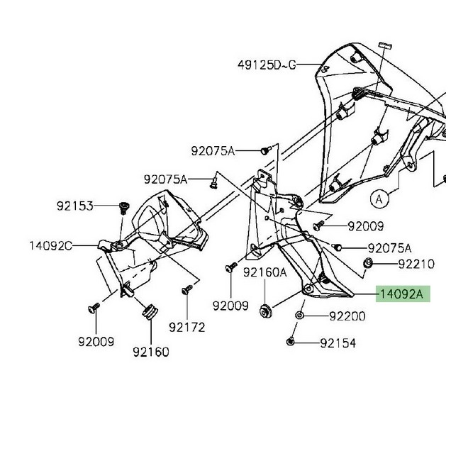 Cache latéral de radiateur droit Kawasaki Z800 (2013-2016) | Réf. 140920966