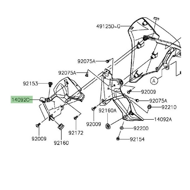 Intérieur écope de radiateur droit Kawasaki Z800 (2013-2016) | Réf. 140920968