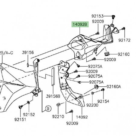 Intérieur écope de radiateur gauche Kawasaki Z800 (2013-2016) | Réf. 140920967