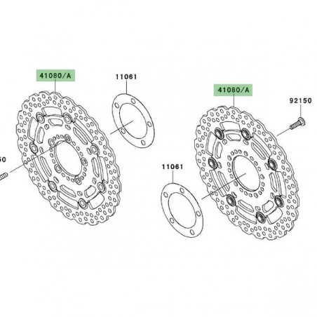 Disque de frein avant Kawasaki Er-6n (2009-2010), sans ABS | Réf. 41080016111I