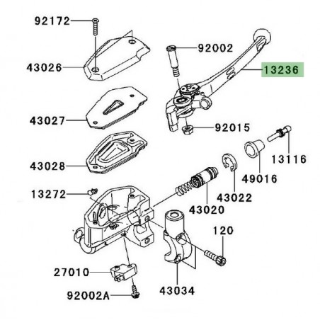 Levier de frein avant Kawasaki Er-6n (2009-2011) | Réf. 132360169