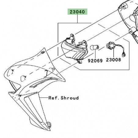 Clignotant avant gauche Kawasaki Er-6n (2009-2011) | Réf. 230400097