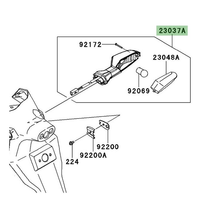 Clignotant arrière droit Kawasaki Er-6n (2009-2011) | Réf. 230370236