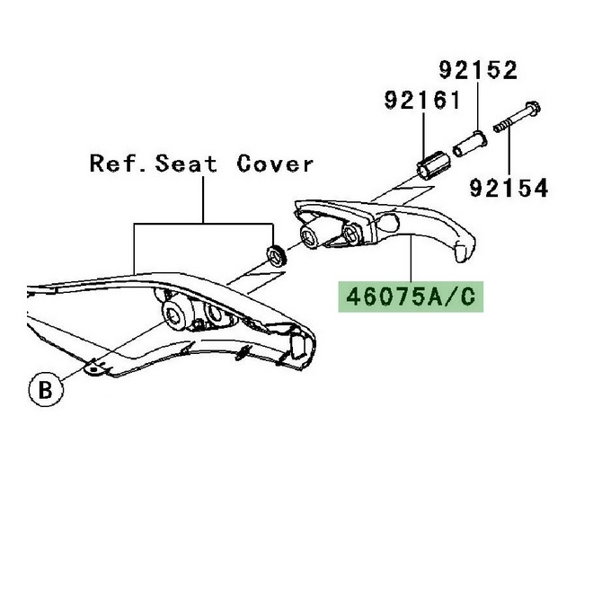 Poignée passager droite Kawasaki Er-6n (2009-2011) | Moto Shop 35