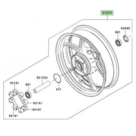 Jante arrière noire Kawasaki Er-6n (2009-2011) | Moto Shop 35
