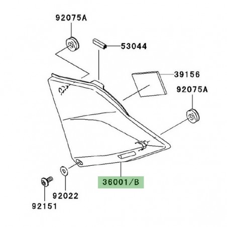 Cache latéral sous-selle gauche Kawasaki Z750 (2004-2006) | Moto Shop 35