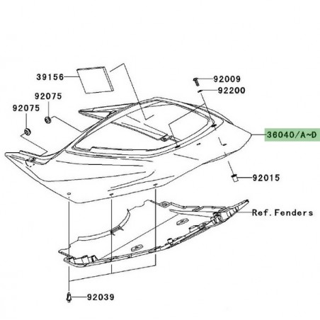Coque arrière peinte Kawasaki Z750 (2004-2006) | Moto Shop 35
