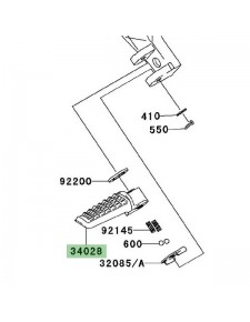 Repose-pieds arrière gauche Kawasaki Z750 (2004-2006) | Réf. 340280004