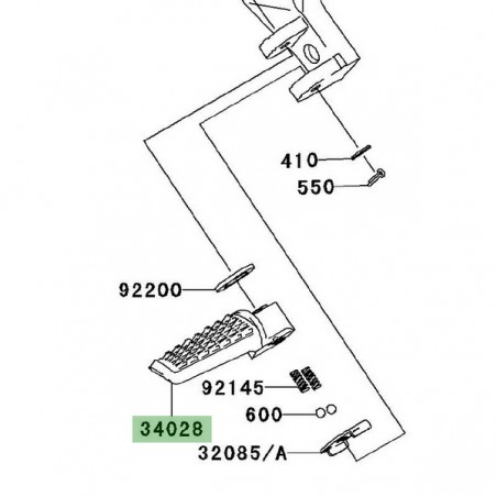 Repose-pieds arrière gauche Kawasaki Z750 (2004-2006) | Réf. 340280004