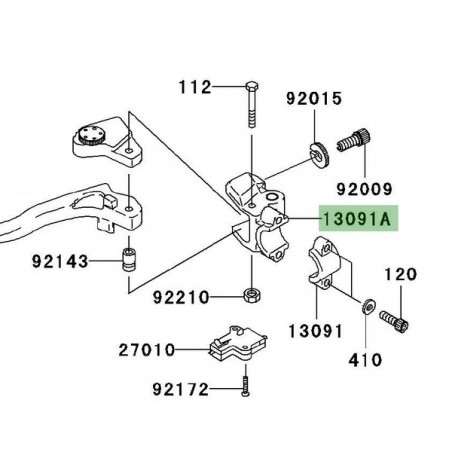 Support de rétroviseur gauche Kawasaki Z750 (2004-2006) | Réf. 132800248