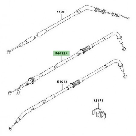 Câble d'ouverture des gaz Kawasaki Z750 (2007-2012) | Réf. 540120118