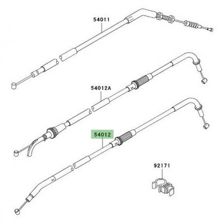 Câble de fermeture des gaz Kawasaki Z750 (2007-2012) | Réf. 540120068