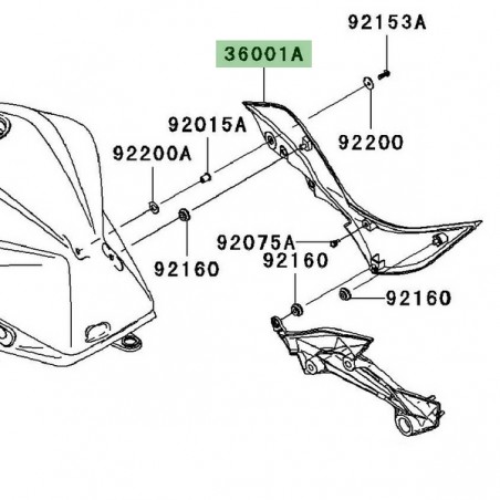 Cache latéral sous réservoir droit Kawasaki Z750 (2007-2012) | Moto Shop 35