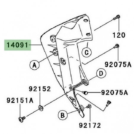 intérieur écope de radiateur gauche Kawasaki Z750 (2007-2012) | Moto Shop 35