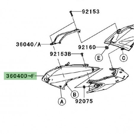 Coque arrière gauche peinte Kawasaki Z750 (2007-2012) | Moto Shop 35