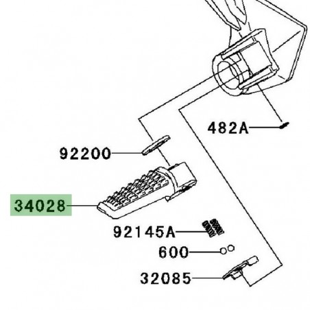 Repose-pieds arrière gauche Kawasaki Z750 (2007-2012) | Réf. 34028004