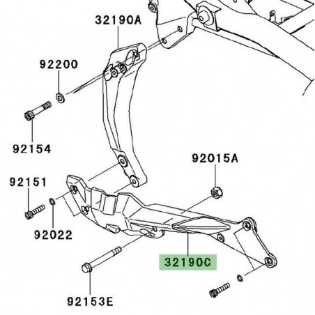 Support moteur arrière gauche Kawasaki Z750R (2011-2012) | Réf. 32190025021