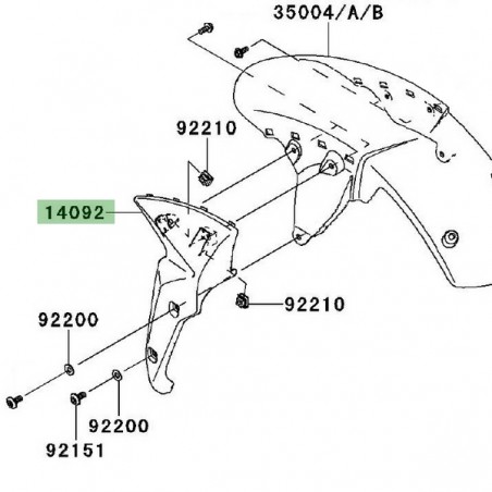 Flanc gauche garde-boue avant Kawasaki Z750R (2011-2012) | Réf. 140920221
