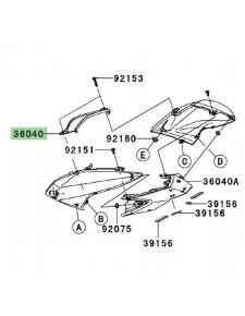 Partie "entre deux selles" Kawasaki Z750R (2011-2012) | Réf. 36040004318T