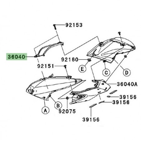 Partie "entre deux selles" Kawasaki Z750R (2011-2012) | Réf. 36040004318T