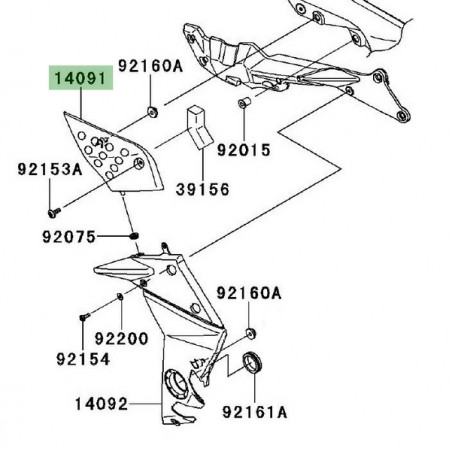Cache latéral boîte à air gauche Kawasaki Z750R (2011-2012) | Réf. 1409006026Z