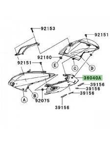 Entourage de feu arrière Kawasaki Z750R (2011-2012) | Réf. 36040004418T