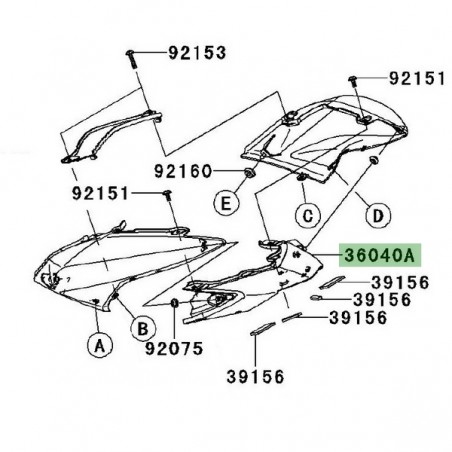 Entourage de feu arrière Kawasaki Z750R (2011-2012) | Réf. 36040004418T
