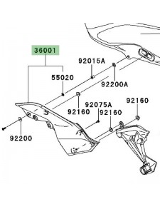 Cache latéral sous réservoir gauche  Kawasaki Z750R (2011-2012) | Réf. 3600102006Z