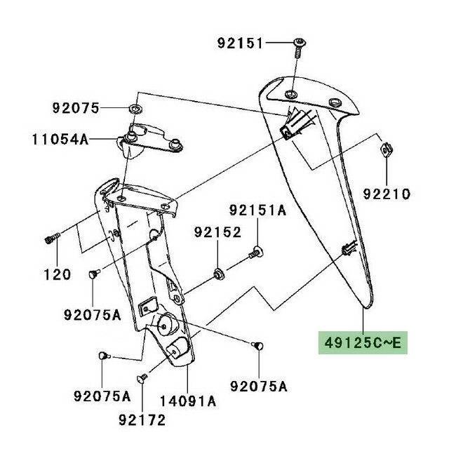 Écope de radiateur peinte Kawasaki Z750R (2011-2012) | Moto Shop 35