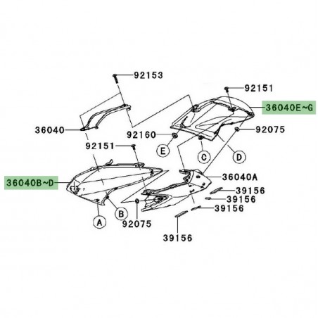 Coque arrière peinte Kawasaki Z750R (2011-2012) | Moto Shop 35