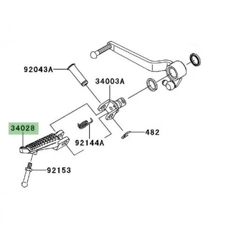 Repose-pieds avant gauche Kawasaki Z750R (2011-2012) | Réf. 340280092