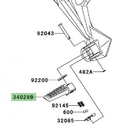 Repose-pieds arrière gauche Kawasaki Z750R (2011-2012) | Réf. 340280094
