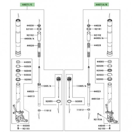 Fourche complète Kawasaki Z750R (2011-2012) | Moto Shop 35