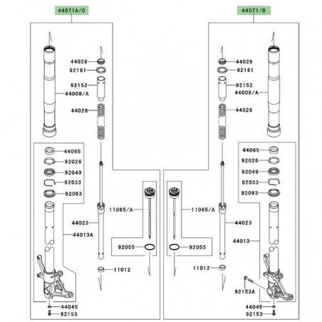 Fourche complète Kawasaki Z750R ABS (2011-2012) | Moto Shop 35