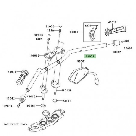 Guidon Kawasaki Z750R (2011-2012) | Réf. 46003020418R