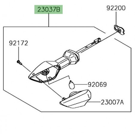 Clignotant arrière gauche Kawasaki Versys-X 300 (2017-2018) | Réf. 230370348