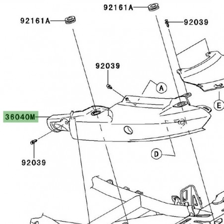 Coque arrière partie brute gauche Kawasaki Versys 650 (2007-2009) | Réf. 3604000696Z
