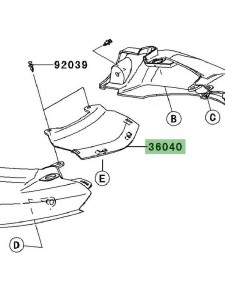 "Centre" coque arrière Kawasaki Versys 650 (2007-2009) | Réf. 3604000526Z