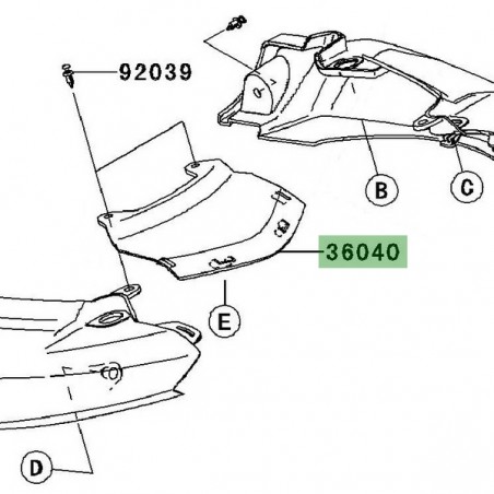 "Centre" coque arrière Kawasaki Versys 650 (2007-2009) | Réf. 3604000526Z