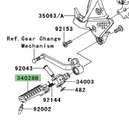 Repose-pieds avant gauche Kawasaki Versys 650 (2007-2009) | Réf. 340281334