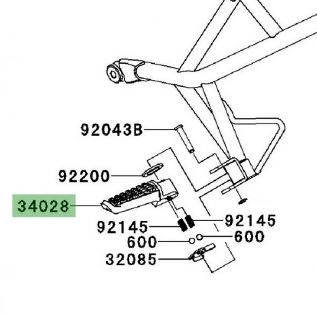 Repose-pieds arrière gauche Kawasaki Versys 650 (2007-2009) | Réf. 340280004