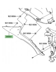 Cache latéral sous réservoir gauche Kawasaki Versys 650 (2010-2014) | Réf. 360010196